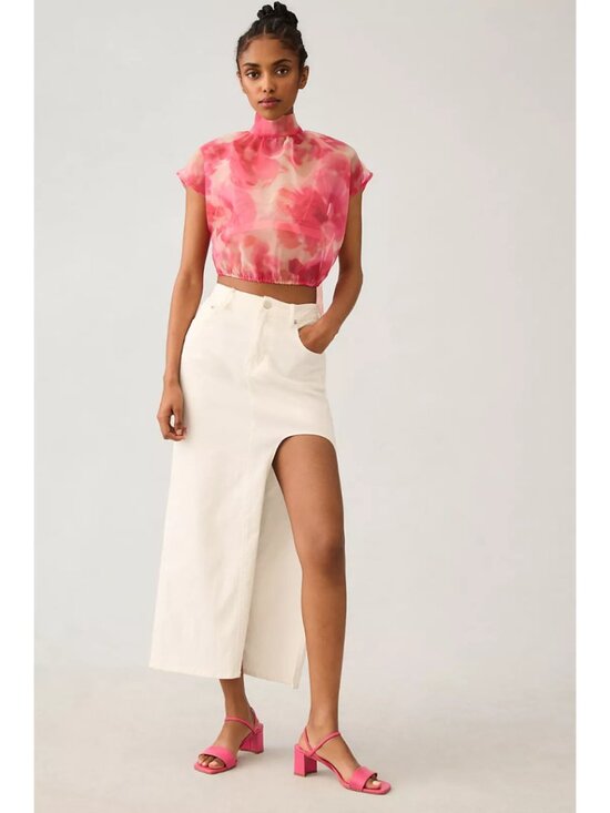 Sunday in Brooklyn Tops - Sunday in Brooklyn Sheer Tie-Neck Blouse